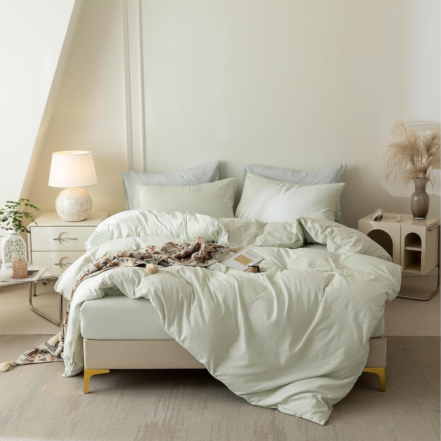 3 Pieces Cocoa Brown Duvet Cover Set Queen Size 90'' L x 90'' W, 100% Washed Cotton Duvet Cover with Zipper Closure Plus 2 Pillowcases, Oeko TEX Standard 100 Certificated, Cozy Feel