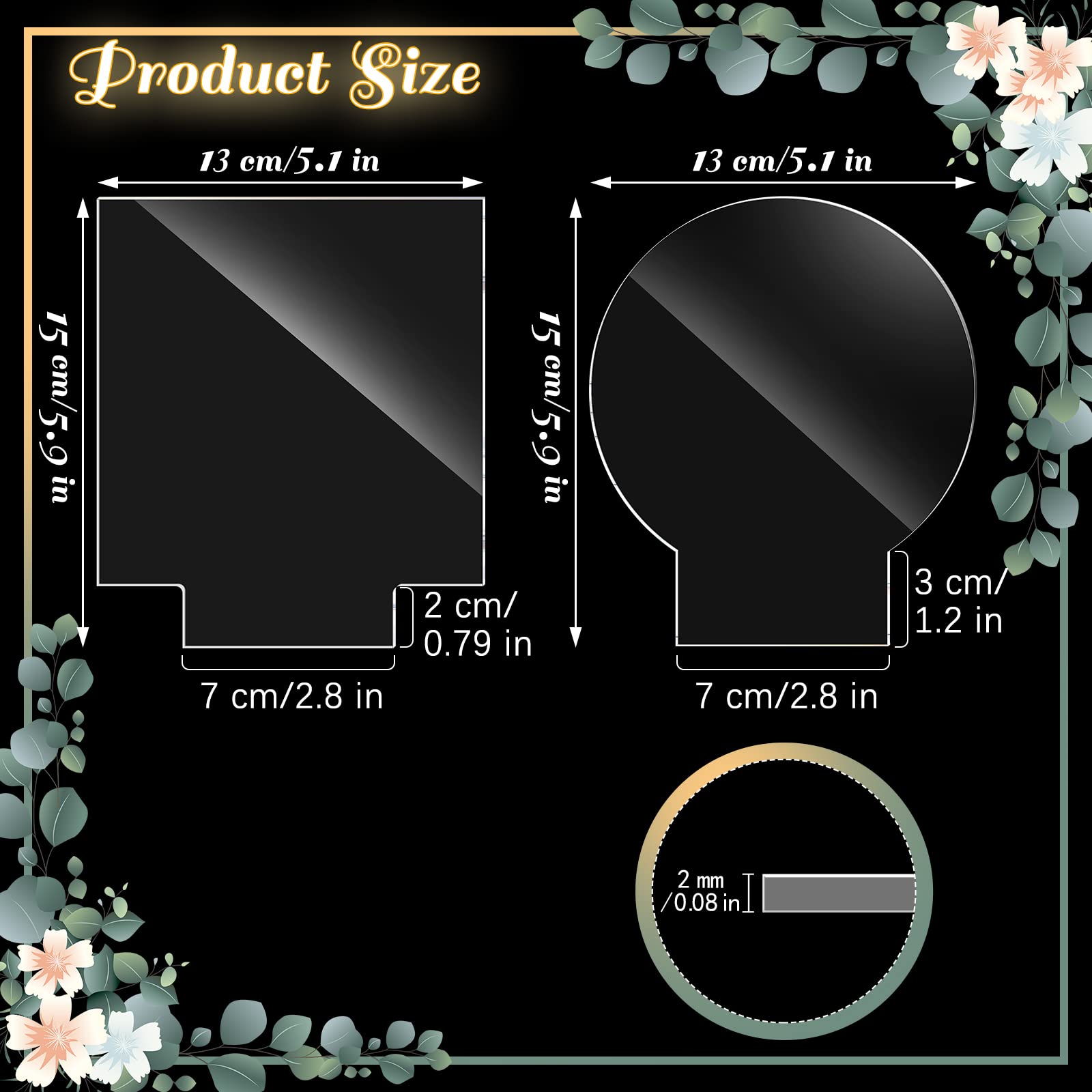 20 Stück 2mm Acryl Rohlinge für Lichtsockel Kunststoff Guss Klar Acrylplatte Quadrat und Rund Acrylplatte Schild Rohling mit Doppelseitiger Schutz für LED DIY Display Projekte Handwerk