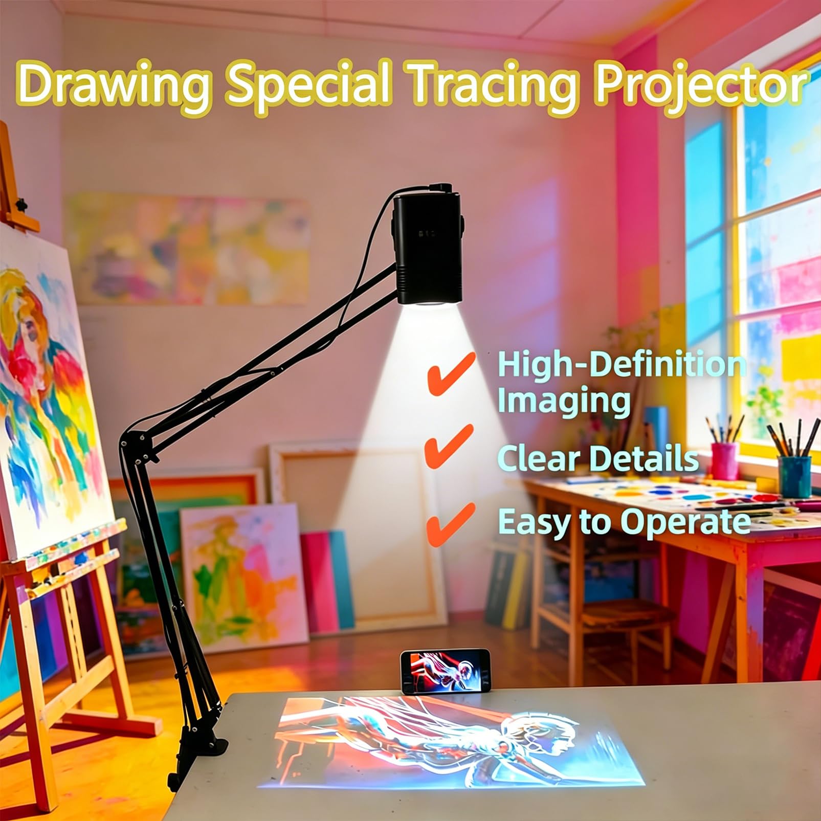 Generisch Proiettore di pittura per artisti: proiettore wireless per schizzi precisi, ideale per principianti ed esperti, facile da usare e versatile