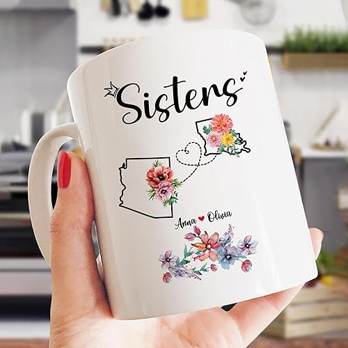 Miniatura 9 de Gossby Taza de café personalizada de amistad de larga distancia  Regalo de despedida personalizado para mudarse a mujeres, mejor amiga con diseño,