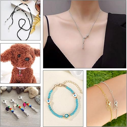 Vista 20 de Pandahall - 100 cierres de pinza de langosta de acero inoxidable, joyería de oro real de 24 quilates, cierre de langosta de 2 colores, cierre