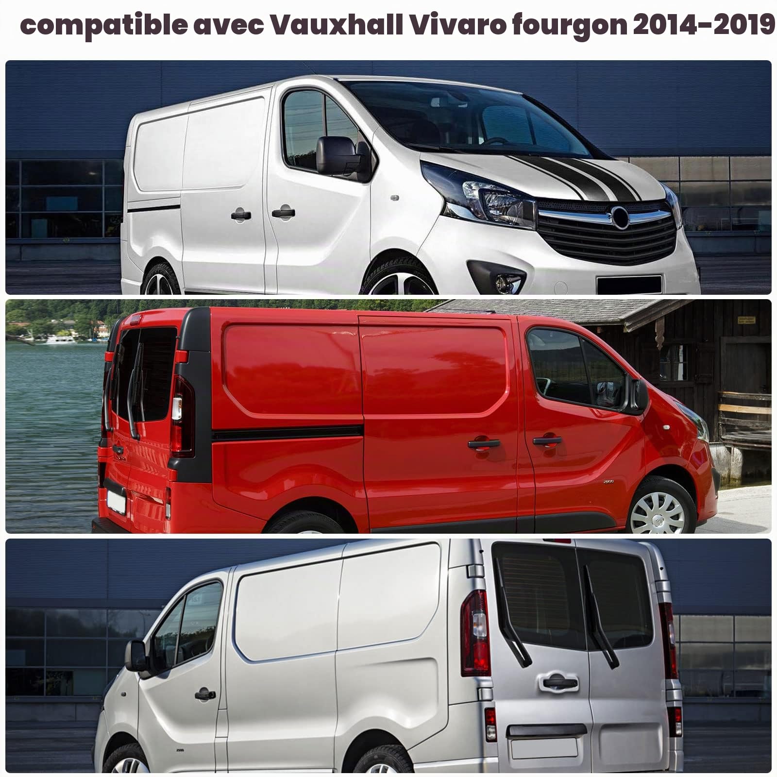 Housse de Protection pour Porte Arrière de Fourgon Compatible avec VW T5 T6, Transit Custom et Renault Trafic 2001-2024, 600D Tissu Oxford Auvent pour Porte de Grange Noir avec Clips de Fixation