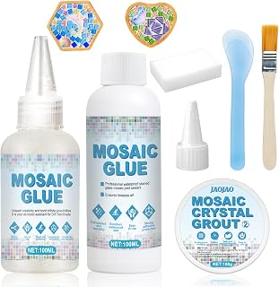 JAOJAO Mosaic Kit, Mosaic Grout, Glue and Seam Sealant Agent Waterproof Strong Adhesive Long-Lasting Protection for Bathroom Kitchen All Tiles Surfaces Home Decoration DIY Art Projects