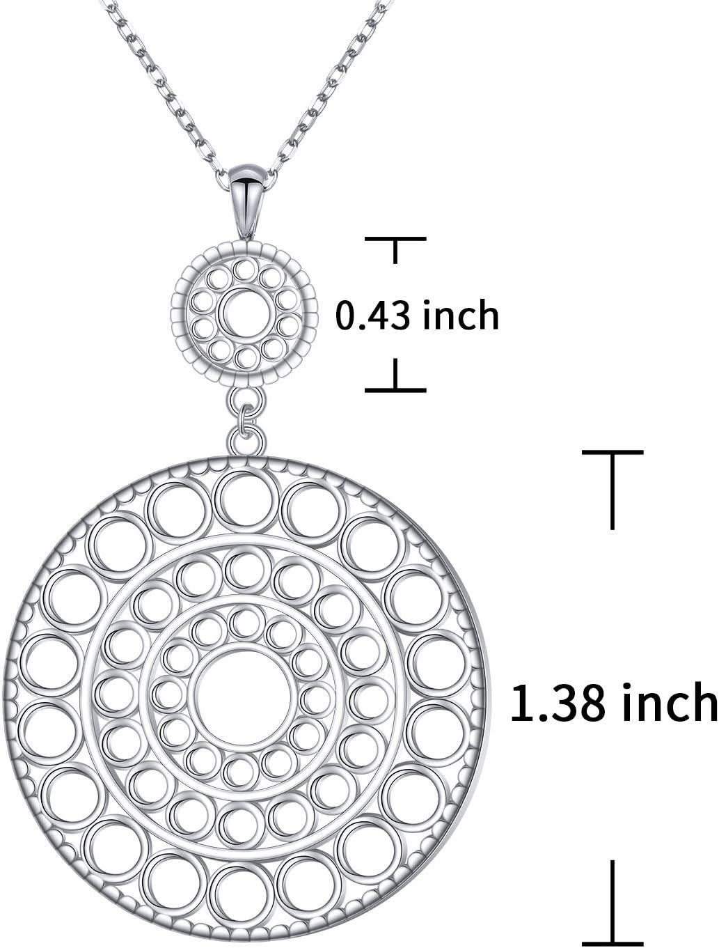 S925 Sterling Silver Long Chain Sweater Necklace for Women Statement Pendant Fringe Necklaces Jewelry Gift