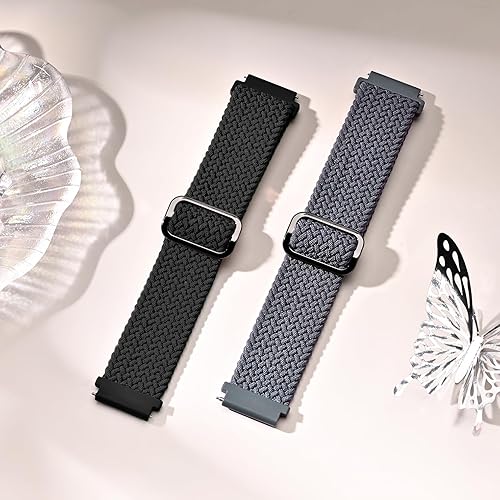 Miniatura 2 de Sunnyson Paquete de 2 bandas elásticas trenzadas compatibles con Garmin VenuVenu SqGarmin Vivoactive 3Vivoactive 3 MusicGarminActive 0.205 in,