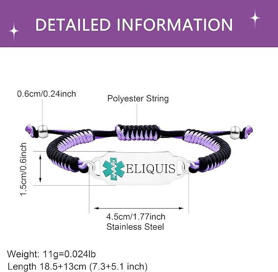 Customizable Medical Alert Bracelet – Laser Engraved Emergency ID Stainless Steel Tag, Hypoallergenic Adjustable Two-Tone Handmade Cord, for Daily Wear and Outdoor Activities
