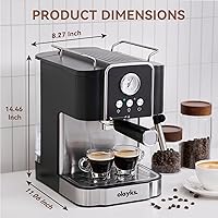 Vista 6 de Máquina de café espresso de 20 bares, cafetera espresso profesional con espumador de leche, varita de vapor para café con leche, capuchino, cafetera