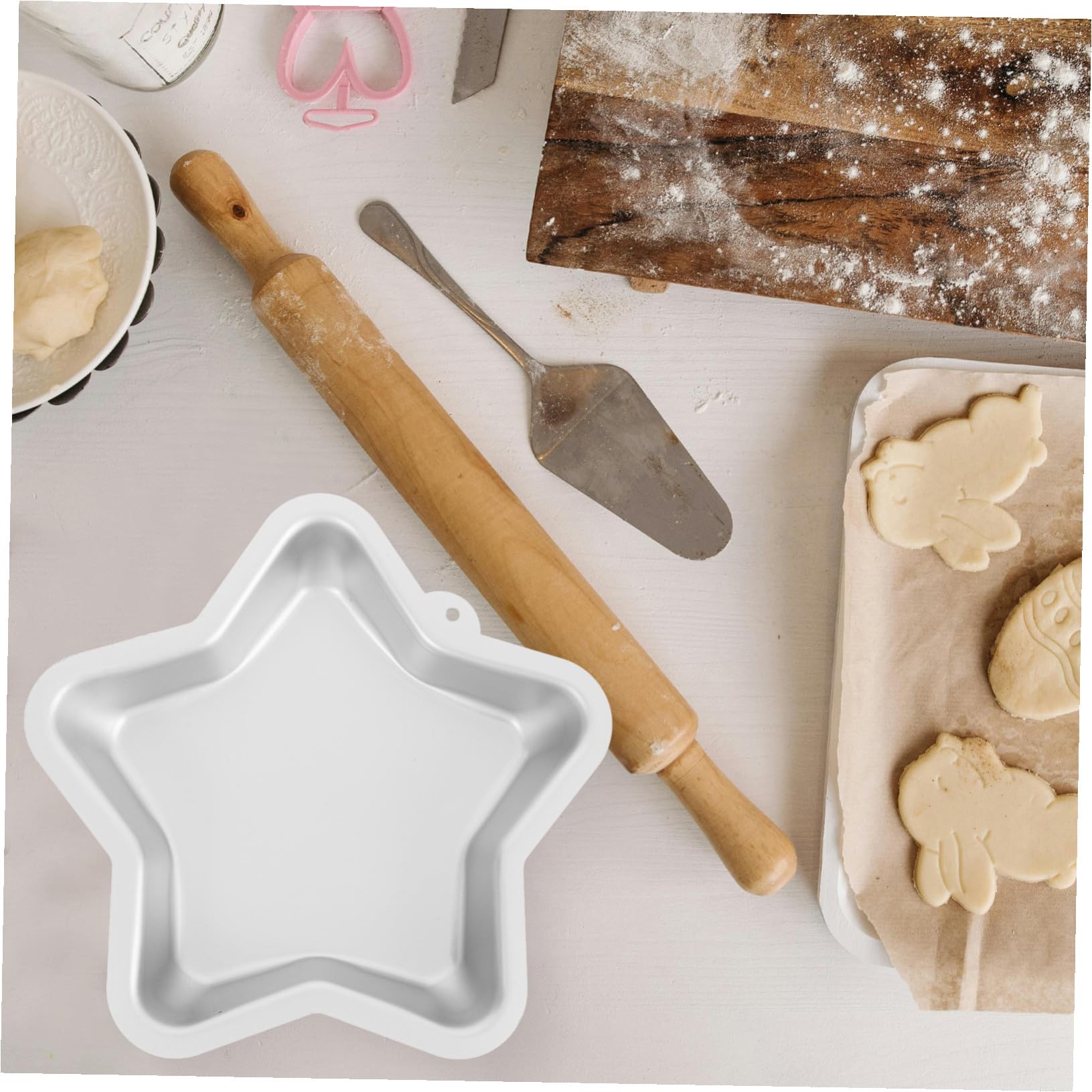 Uonlytech 2 Pezzi Stampo per Torta Stella in Lega di Alluminio Antiaderente e Riscaldamento Uniforme Forma Cinque Punte per Dolci Cheesecake Pane e Prodotti da Forno per Casa e Festa