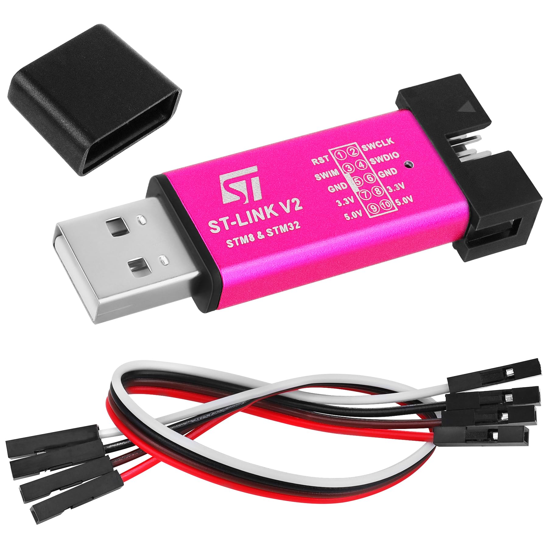 ST-Link V2 Emulator - Downloader Programmer Support STM8 STM32 Series Chip Burning and Debugging with Connect Cable