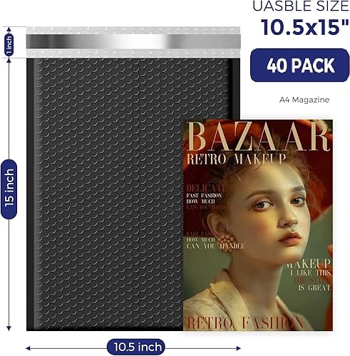 Miniatura 2 de Fuxury Sobres de burbujas de 10.5 x 16 pulgadas, paquete de 40 sobres acolchados autosellantes, sobres de correo impermeables acolchados de