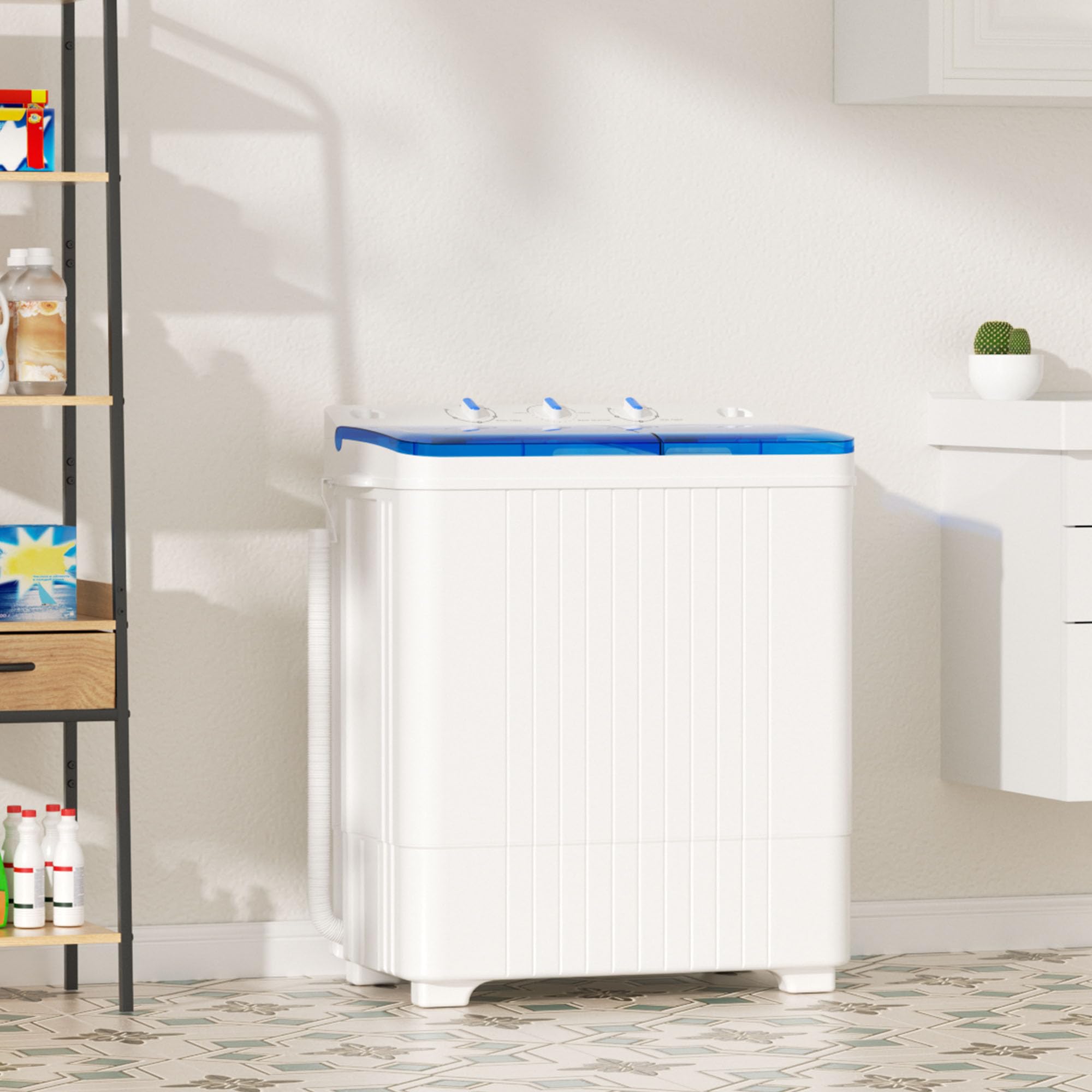 Greenvelly - Lavatrice portatile con capacità di 28 libbre, lavatrice da 8 kg e combinazione girevole da 4,5 kg, lavatrice compatta per appartamenti, campeggio, roulotte e camere da letto, blu e
