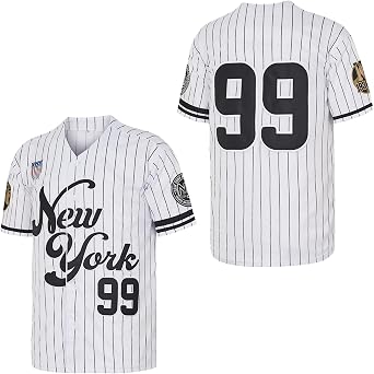 NY Jersey Mens New York 99 Baseball Jerseys Shirts Hip Hop Button Down for Party Xmas Grey