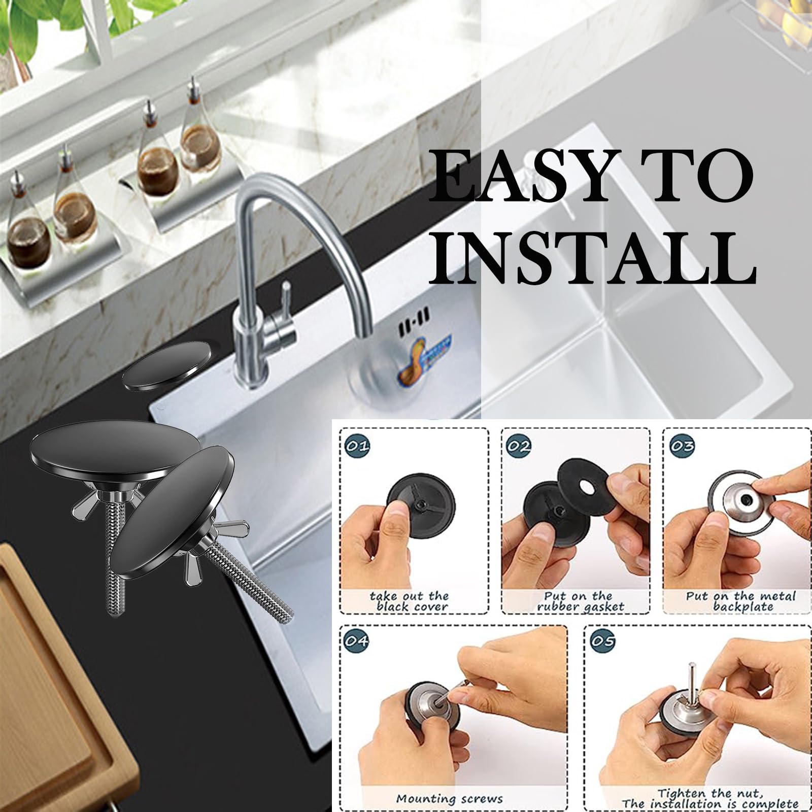 syk　水槽蓋　720x270 Amazon.com: 不銹鋼廚房水槽孔蓋2 英吋(約2.5 公分)水龍頭孔蓋