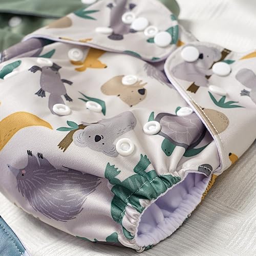 Miniatura 7 de Juego de 12 pañales de tela ajustables reutilizables para recién nacidos a 0-3 años, tamaño único, fundas de pañales de bolsillo lavables para bebés