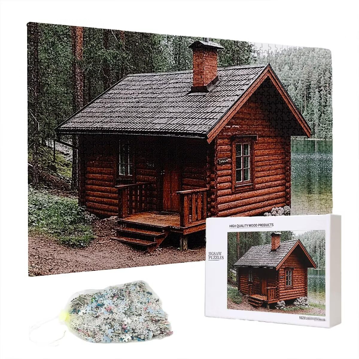 Puzzle 5000 Piezas Cabina, Puzzle Bosque con Caja Regalo Adultos, DIY 5000 Piezas Rompecabezas de Madera para Adultos, Rompecabezas Desafiante para Decoración del Hogar y Paredes, Regalo Mujer, H-73