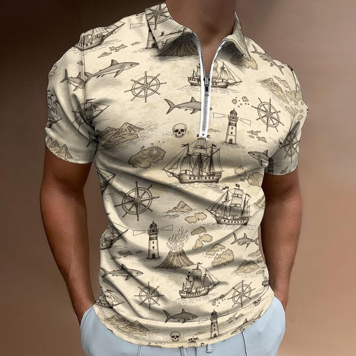 Men Short Sleeve Golf Shirt Athletic Tops Casual Polo Summer Slim Fit Workout Wear