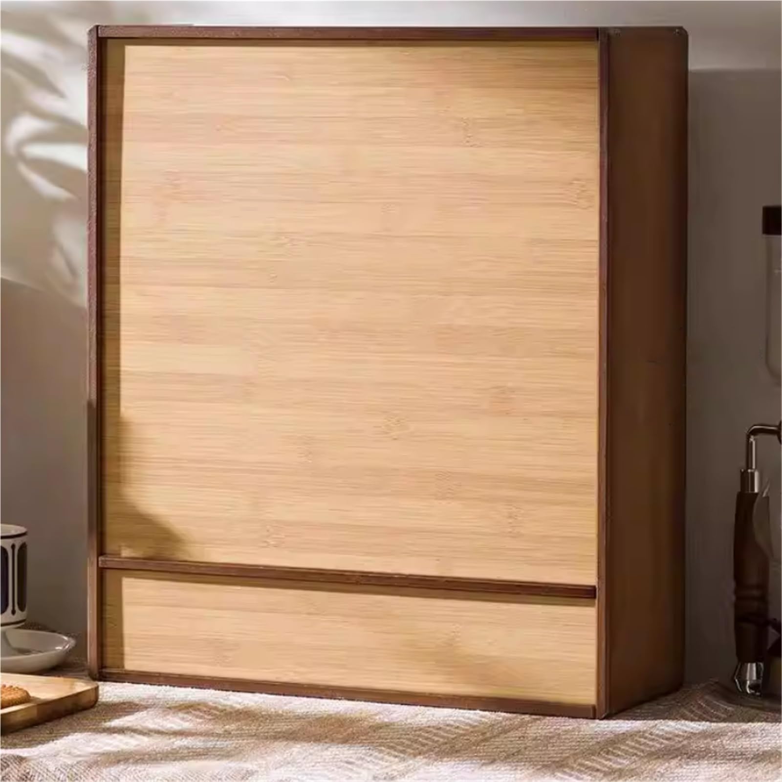 Tassenregal Getränkehalter aus massivem Holz mit ausziehbarer Schublade zur Aufbewahrung und