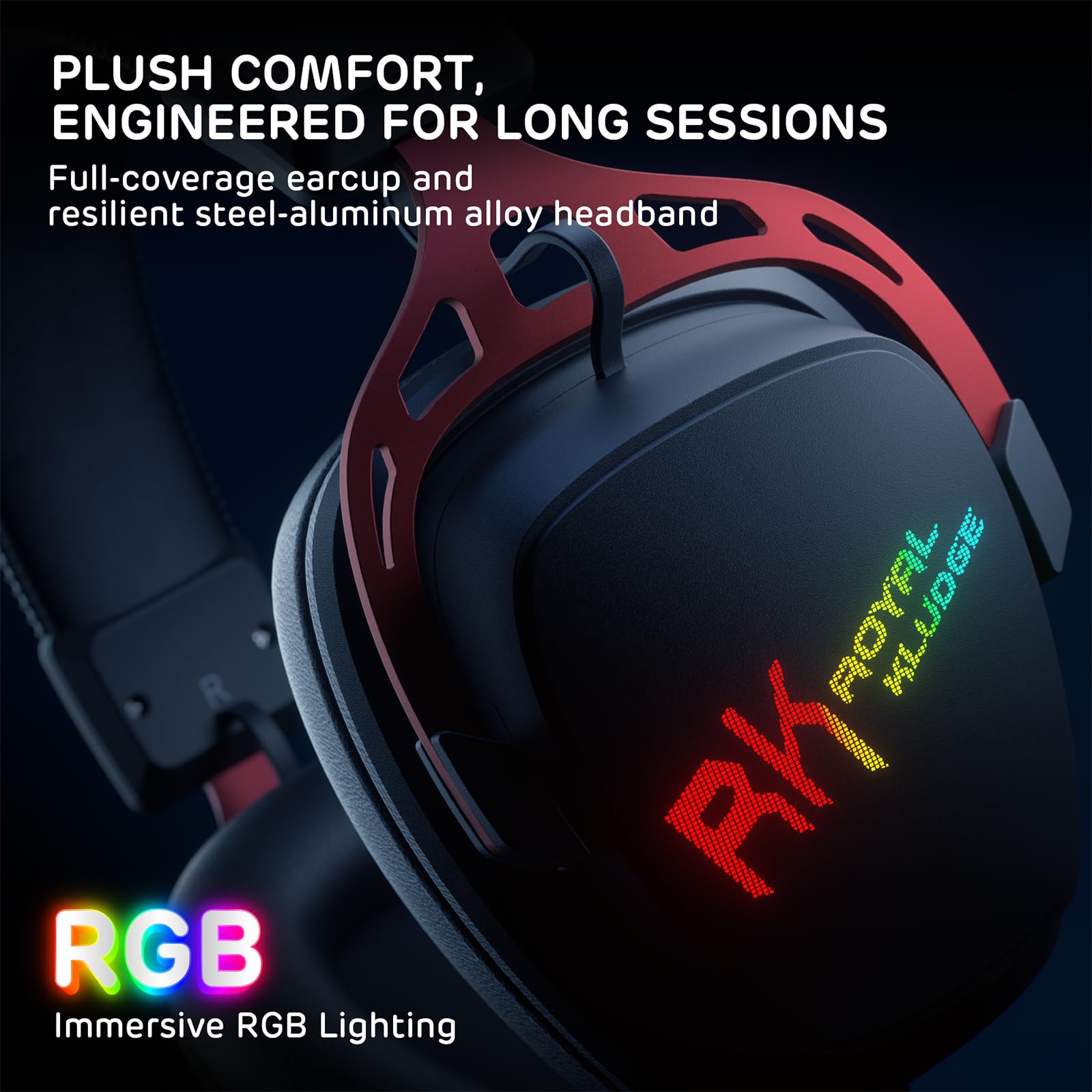 RK ROYAL KLUDGE HG103 - Auriculares inalámbricos para juegos para PS5, PS4, PC, Switch, BT5.3/2.4G/3.5 mm, RGB con cable con micrófono con cancelación de ruido, controladores de 50 mm, marco duradero