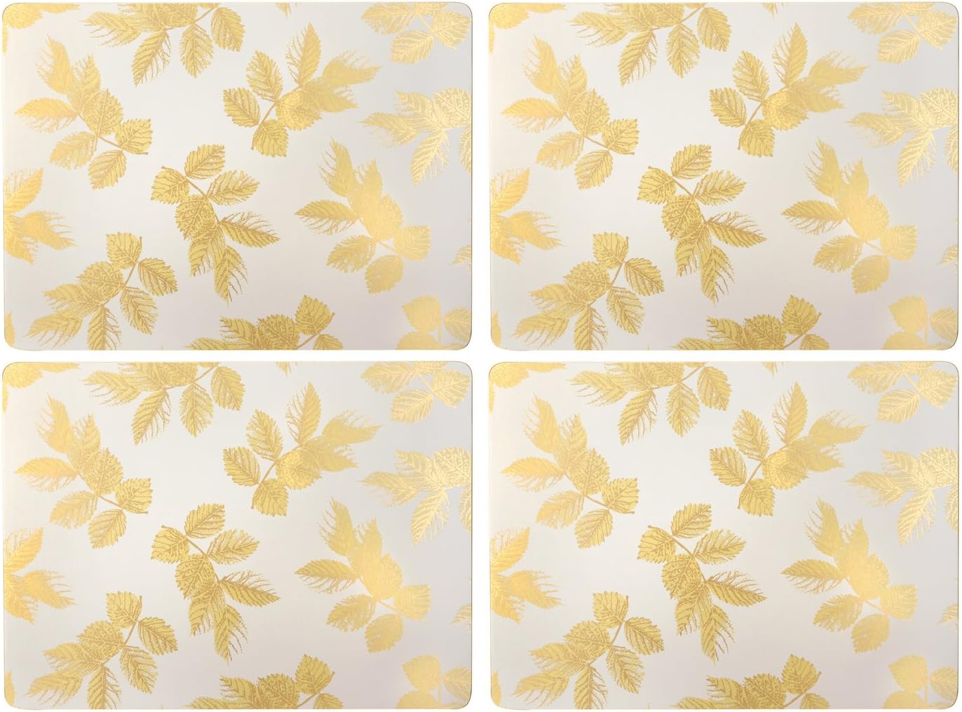 Sara Miller London for Pimpernel Etched Leaves Collection Light Grey Placemats Set
