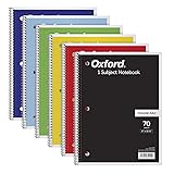 Oxford Tops Notizbücher, 1 Fach, 20,3 x 26,7 cm, College-Liniert, 70 Blatt, 6 Stück, Farbsortiment kann variieren (65007)