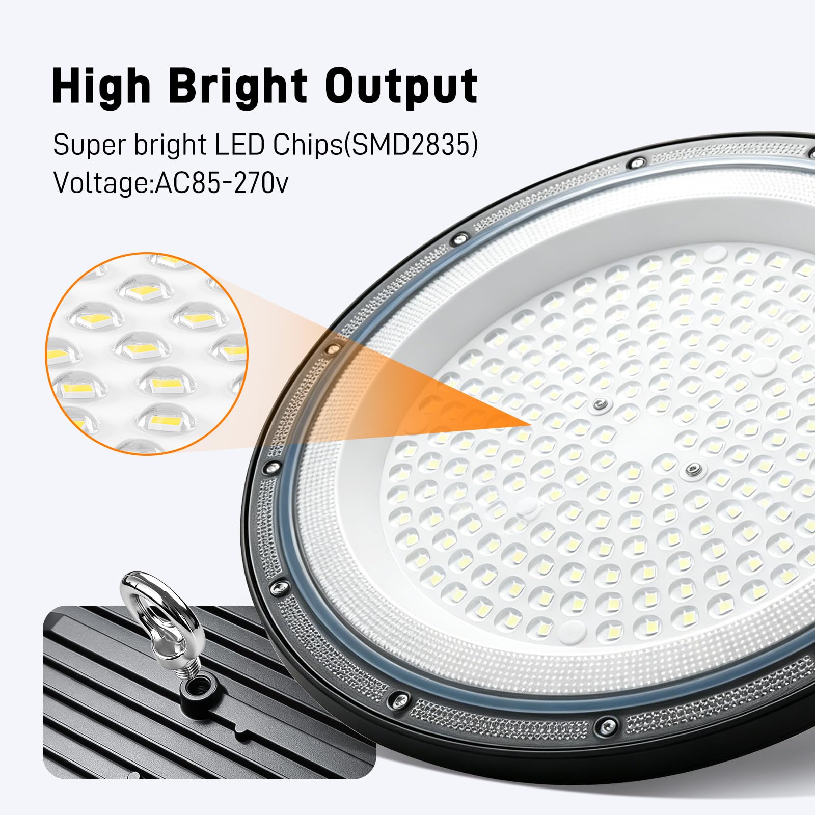 Lampa warsztatowa LED, oświetlenie hali, lampa sufitowa, lampa przemysłowa | Wodoszczelna lampa warsztatowa 6500 K UFO High Bay Light do hali Reflektor do garażu, magazynu fabrycznego, 1 sztuka 200 W