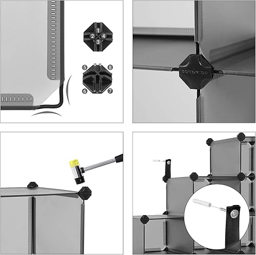 Miniatura 6 de SONGMICS Zapatero unidad organizadora de plástico de 15 ranuras que ahorra espacio ideal para entrada pasillo garaje 445 x 142 x 346 pulgadas gris