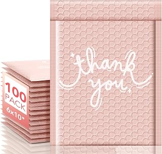 Metronic Bubble Mailers 6x10 Inch 100 Pack Thank You Padded Envelopes Pink