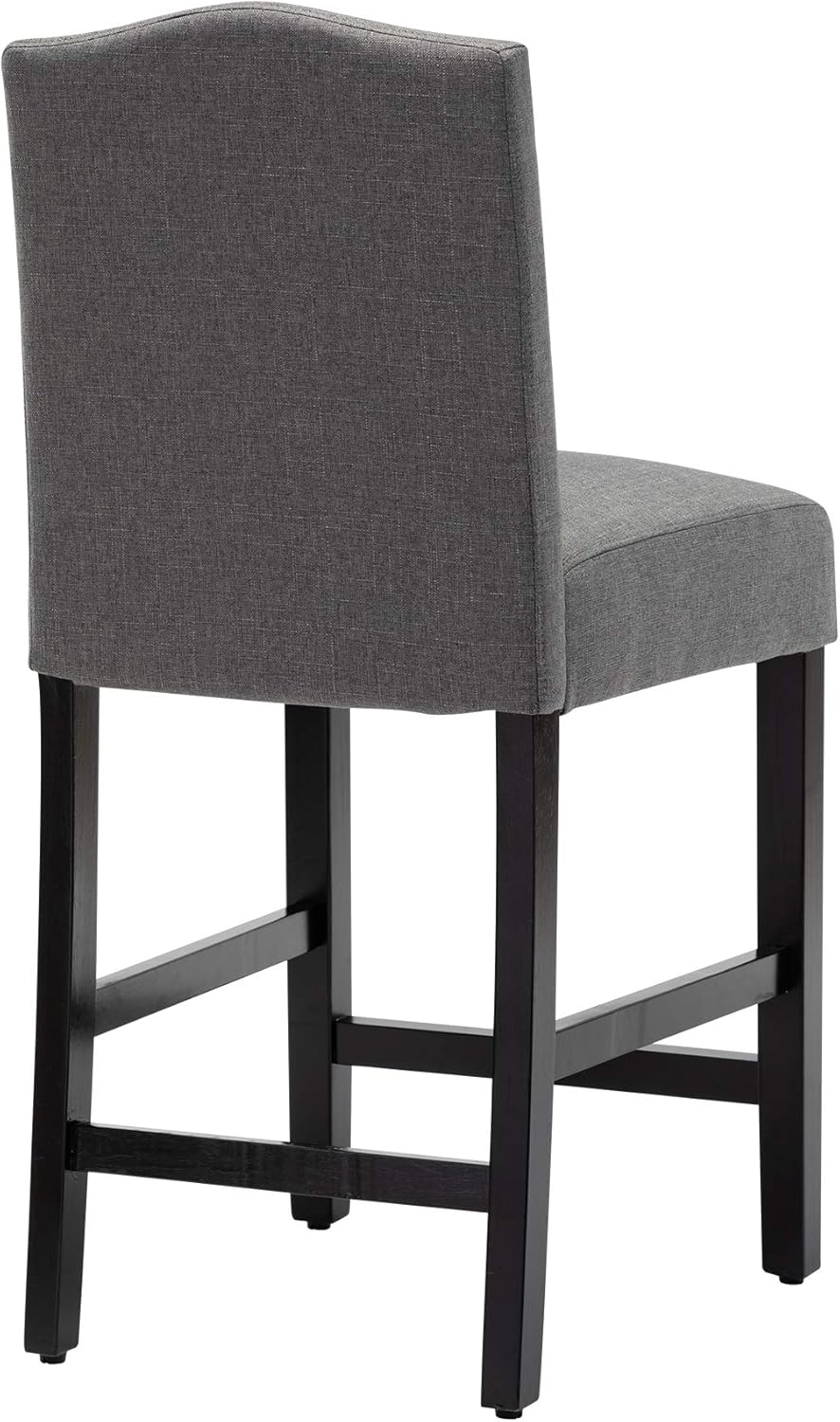 Nеw Dеаl LSSBOUGHT Counter Stools,24 inches Upholstered Bar Chairs with Solid Wood Legs and Nailed Trim Set of 2(Gray)