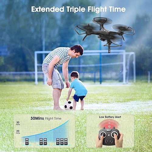 Miniatura 2 de ATTOP Drone FPV con cámara para adultos, niños y principiantes, total de 30 minutos de tiempo de vuelo FPV, visión amplia de 120, fácil control con