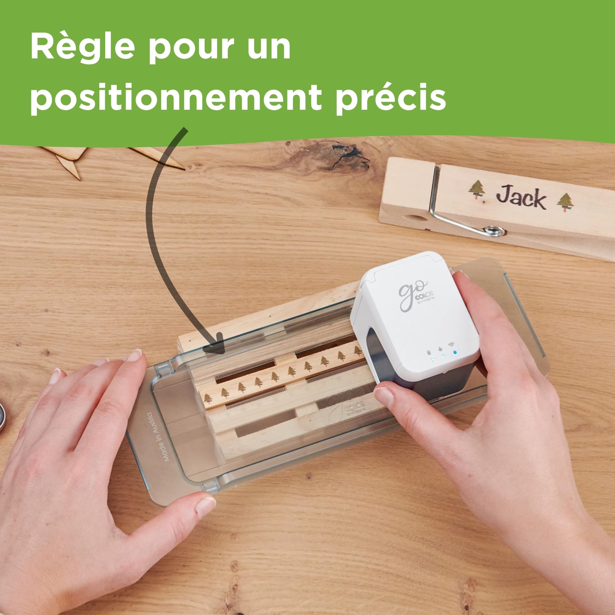 Kit Complet COLOP e-Mark go | Mini-imprimante | Couleur | DIY | Mini-imprimante portable pour surfaces absorbantes. Idéale pour le bricolage, inclut un éditeur d'application gratuit.