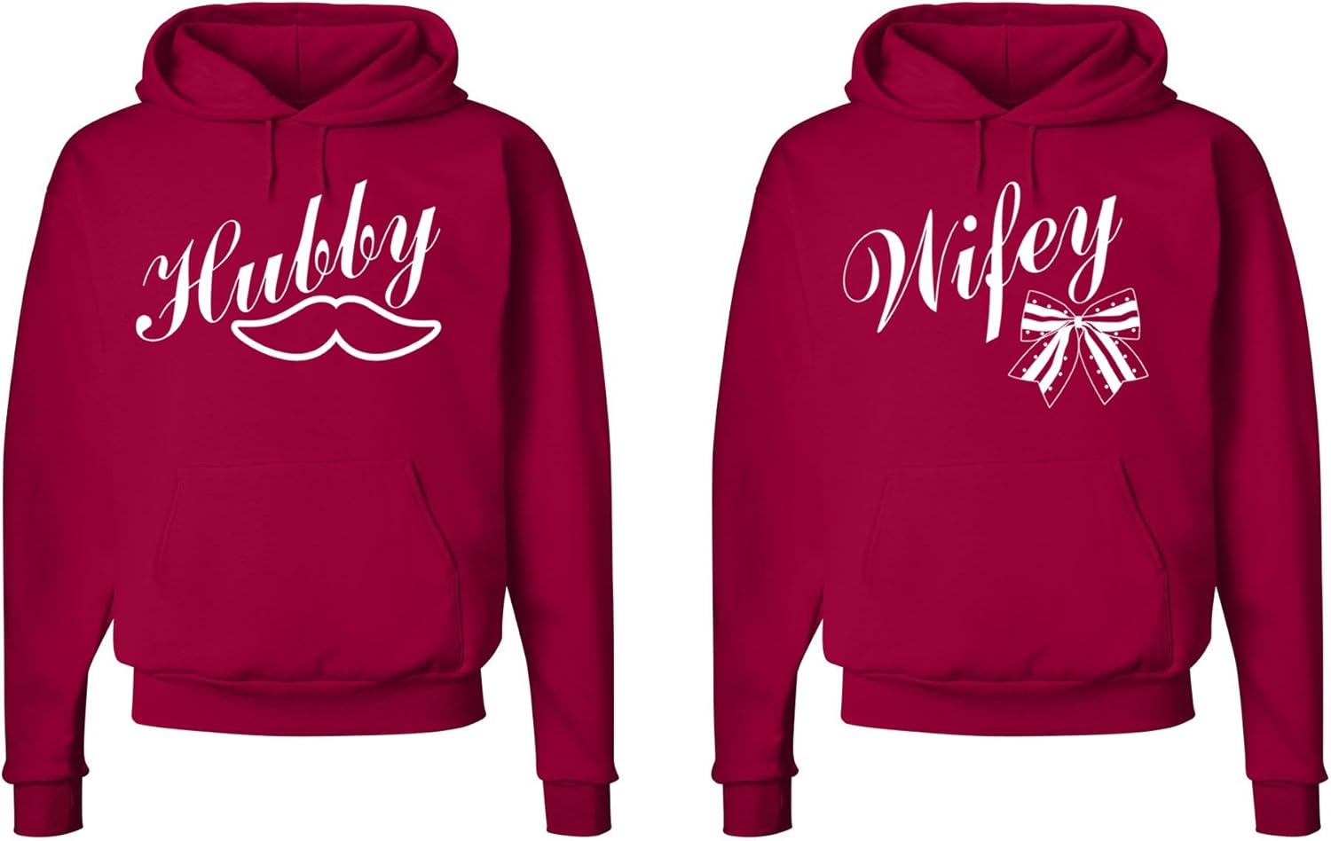 Fasciino Matching Couple Hoodies Hubby Wifey Sweatshirt Set Wedding Anniversary Romantic Gift