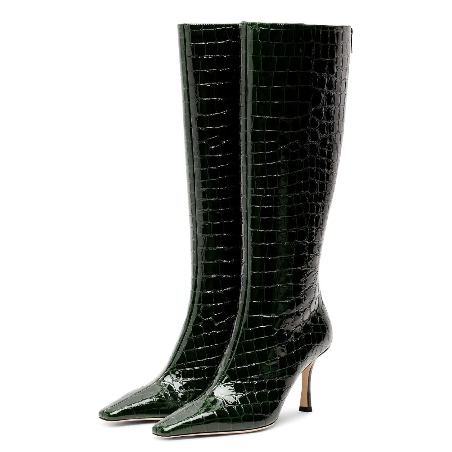 Womens Fashion Stiletto Heel Knee High Boots Chic Back Zipper Pointed Closed Toe High Heel Party Date Dressy