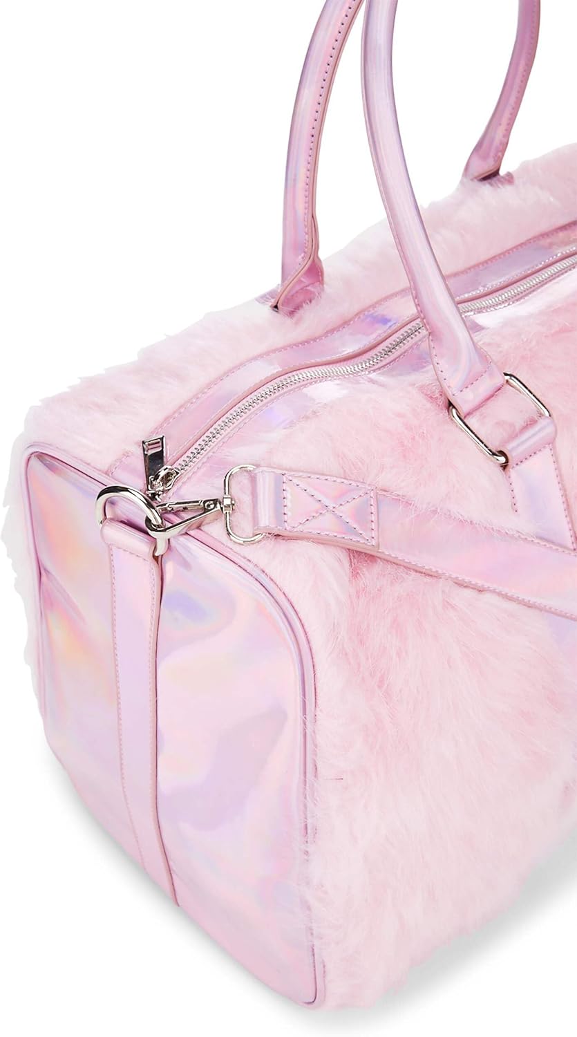 Dolls Kill Shagadelic Weekender by Sugar Thrillz - Pink Faux Fur Bag With Adjustable Straps, Perfect for Travel
