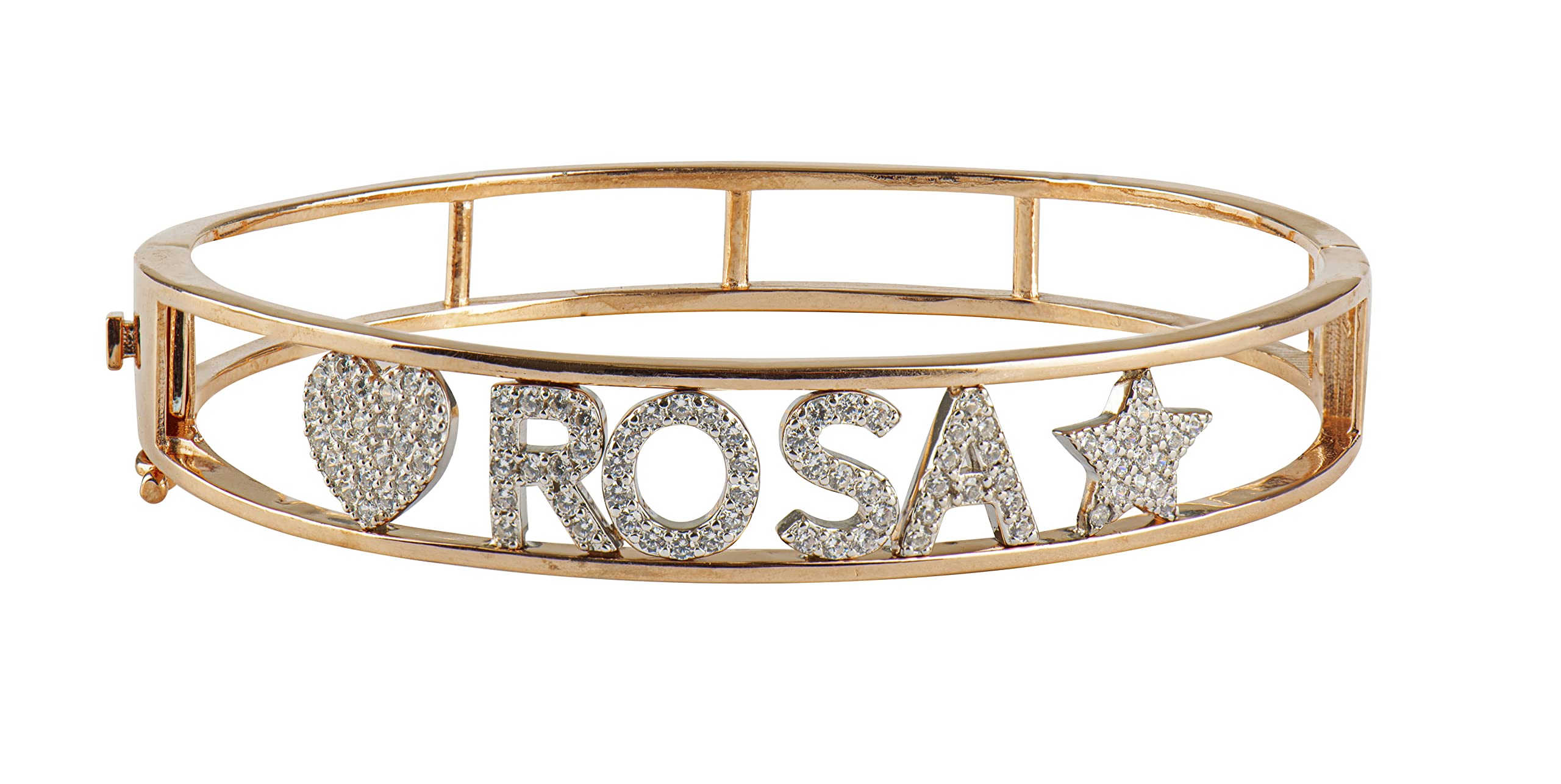 FADA GIOIELLI Bracciale Rigido in Argento 925 con Nome Personalizzabile ricoperto di zirconi - Bracciale a Manetta Donna Chiusura a cassonetto - Idea Regalo