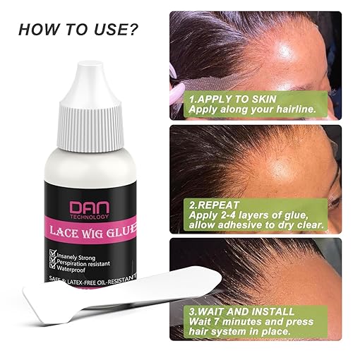 Miniatura 4 de DAN Technology Kit de pegamento y removedor de peluca de encaje, adhesivo impermeable para el cabello