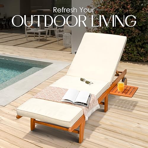 Miniatura 5 de IDZO Cojín mejorado para exteriores, tumbonas de piscina para patio con capacidad de 500 libras, diseño apilable y plegable, respaldo reclinable,
