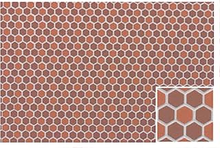 Melody Jane Dollhouse Dark Terracotta Hex Tile Moulded Plastic Flooring Sheet 1:12 Scale