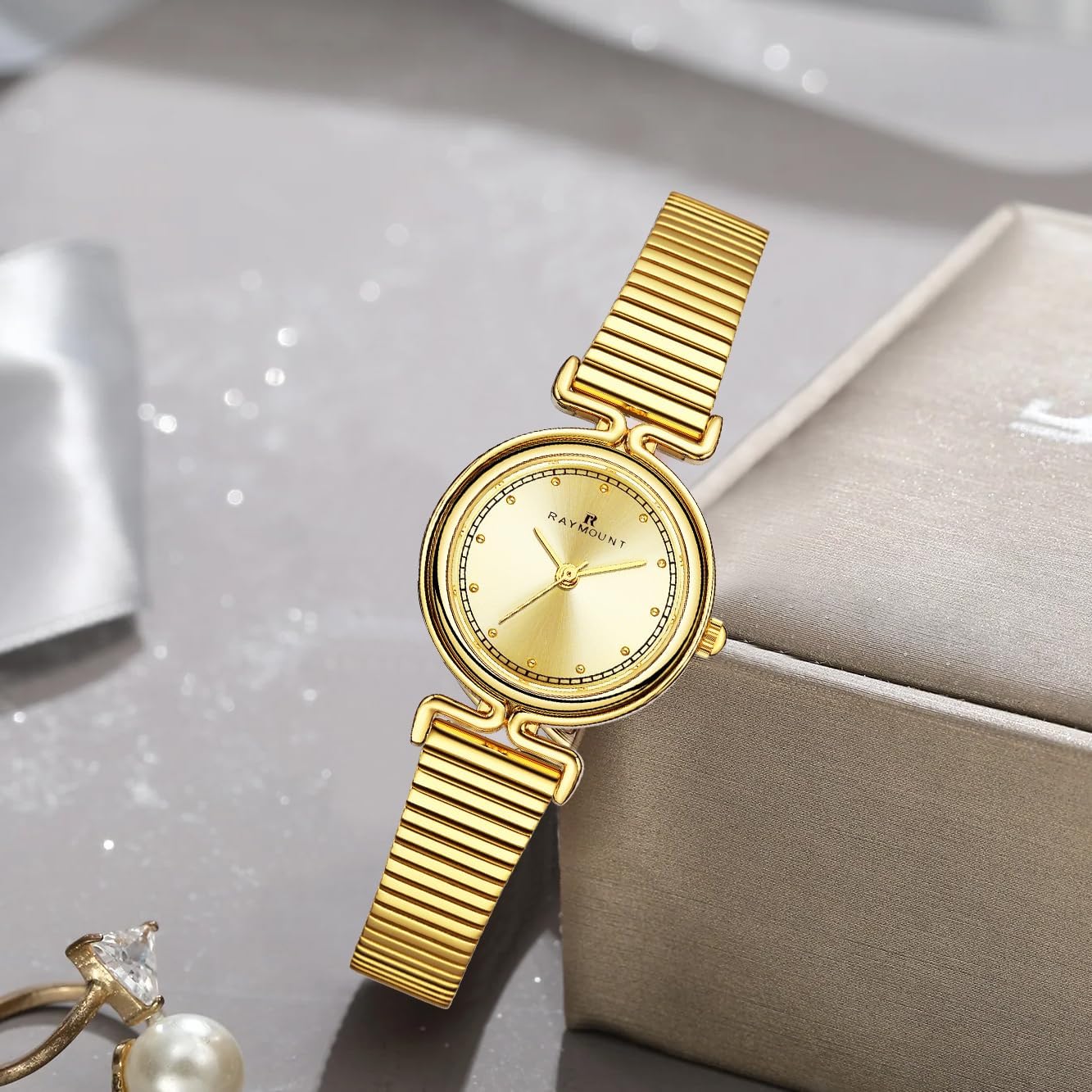 FORSINING Small Gold Watches for Women Ladies Quartz Wrist Watches with Gold Stainless Steel or Brown Leather Band - Image 8