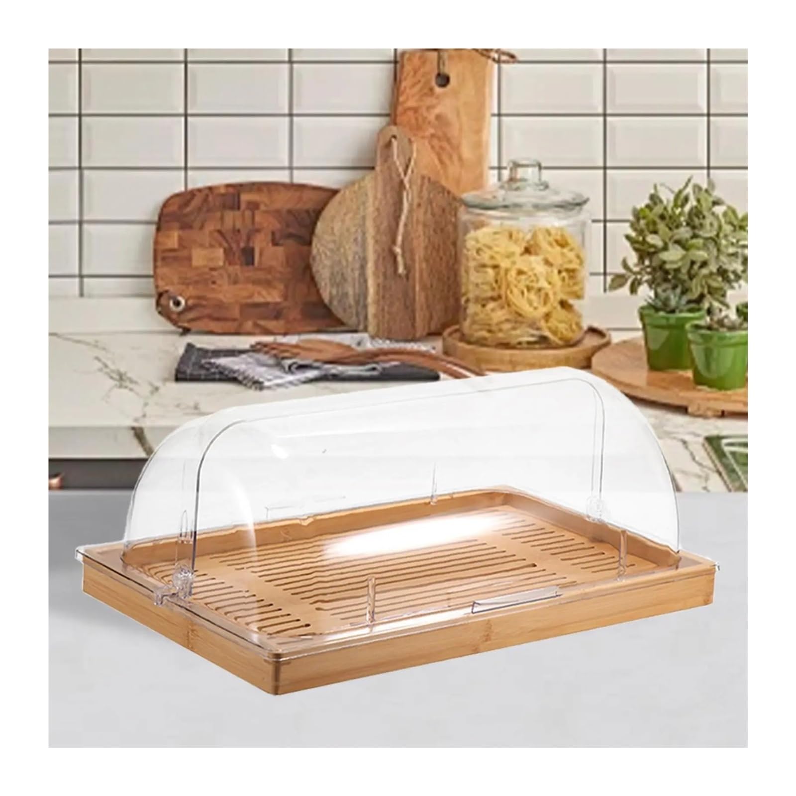 Soporte de pastel de cúpula de bambú for el té de la tarde
