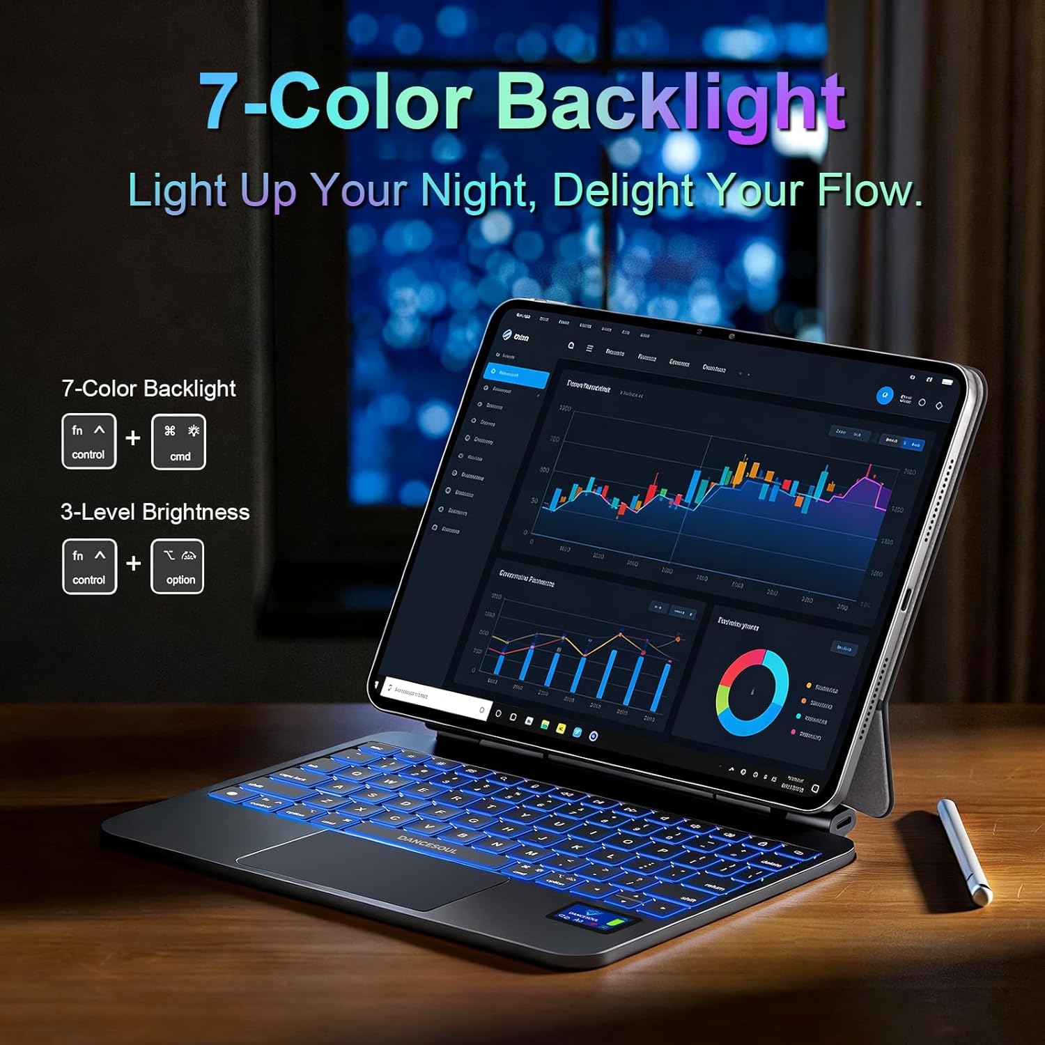 for iPad 11th (A16 2025) & 10th Gen 10.9 inch 2022 Case with Keyboard, Multi-Touch Trackpad, Smart Real-Time Display, 130° Floating Cantilever Stand, 7-Color Backlit, Sleek Stain-Resistant Case