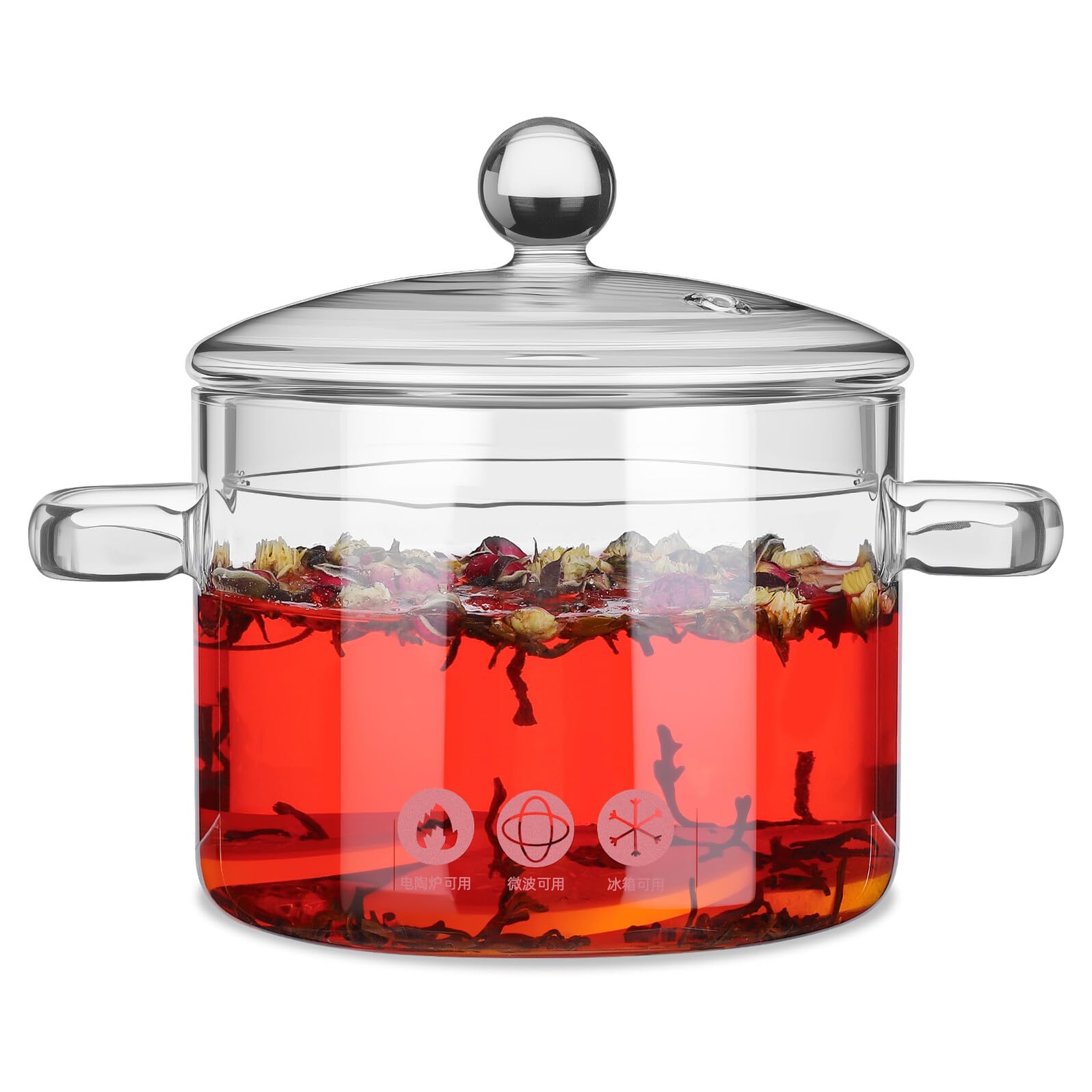 Marmite Transparente en Verre Borosilicate Haute Résistance Anti-Choc Thermique