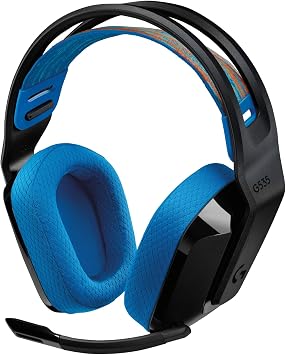 Logitech G G535 LIGHTSPEED Wireless Gaming Headset - Lightweight Over-Ear Headphones, Silent Rotatable Microphone, 33 Hours Battery Life, PC, PS5, PS4, USB-C, Black/Blue