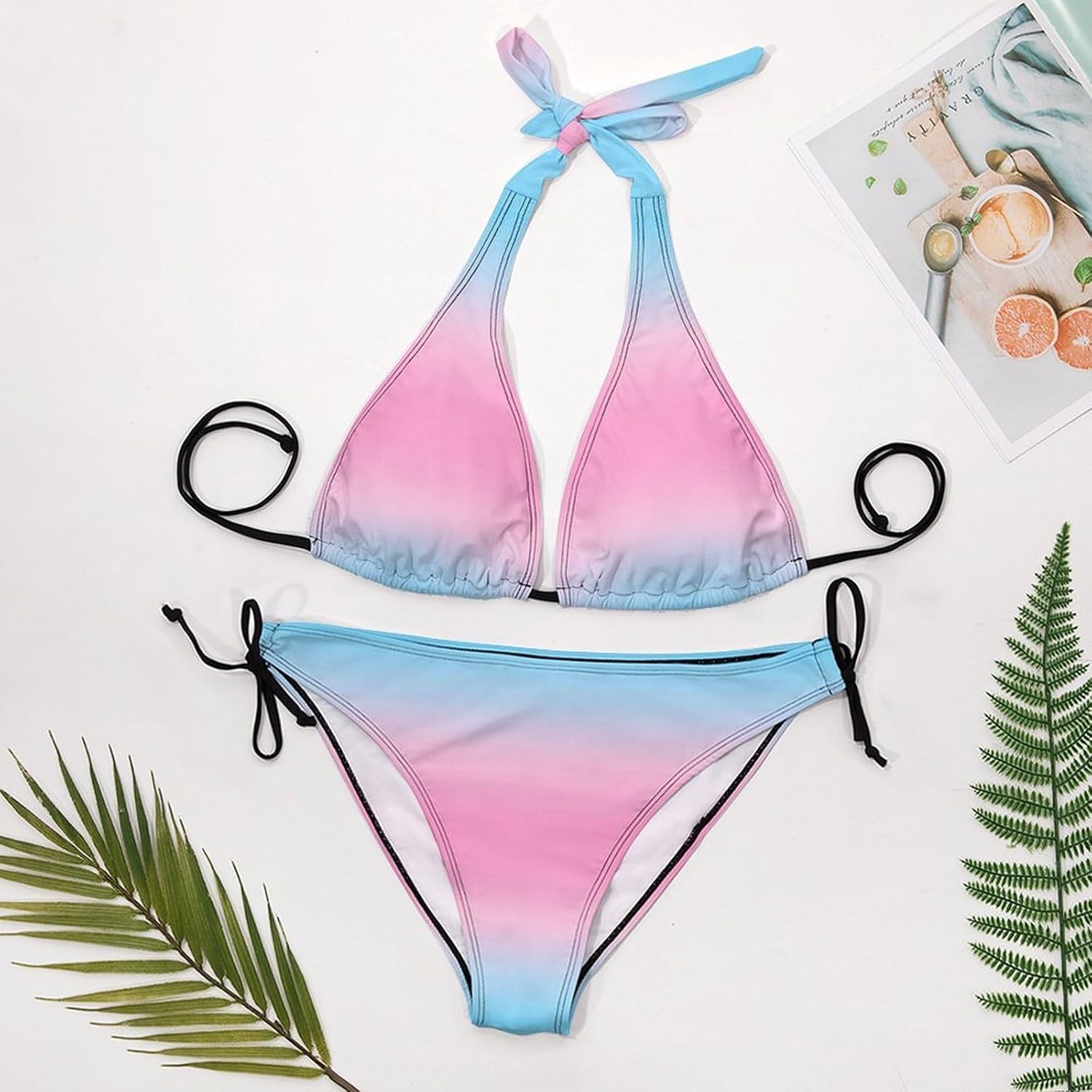Trans Transgender Flag Novelty Women's 2 Piece String Bikini Set Swimsuits Bathing Suit Swimwear