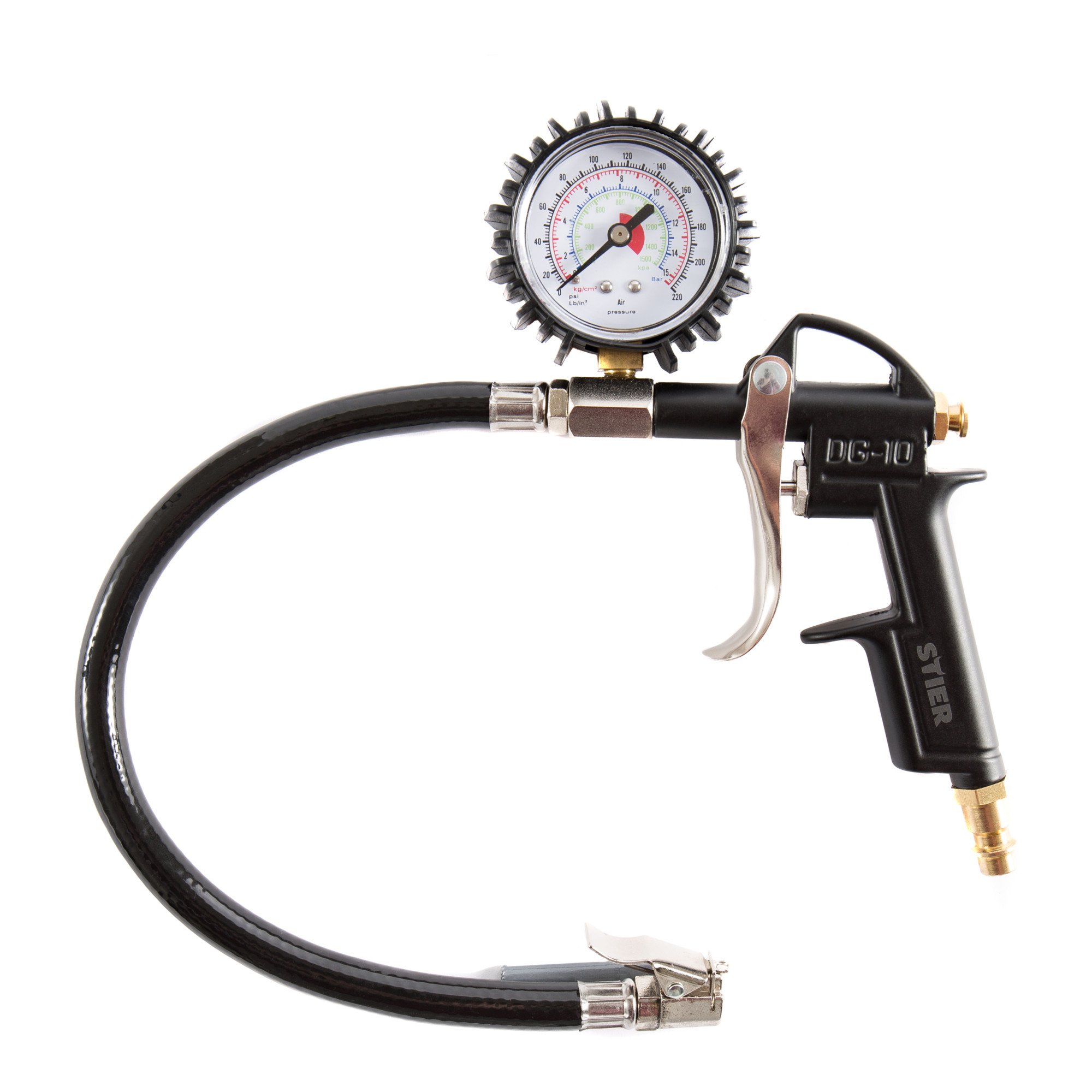 STIER Kit air comprimé Premium, 3 pièces, buse interchangeable, régable, pistolet de soufflage, tuyau spiralé