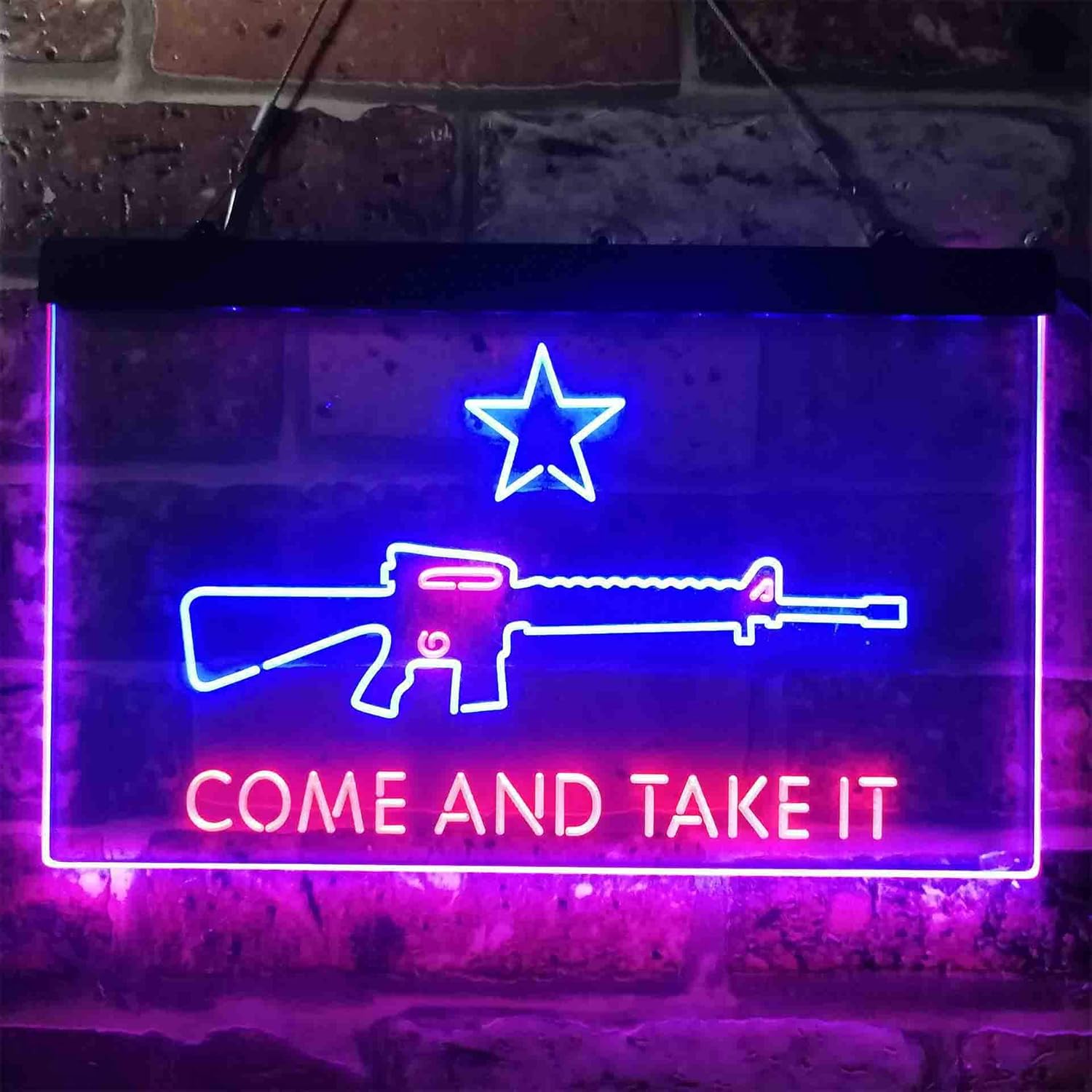 ADVPRO Come and Take It Gun Star Military Army Dual Color LED Neon Sign Red & Blue 24 x 16 Inches st6s64-i3910-rb