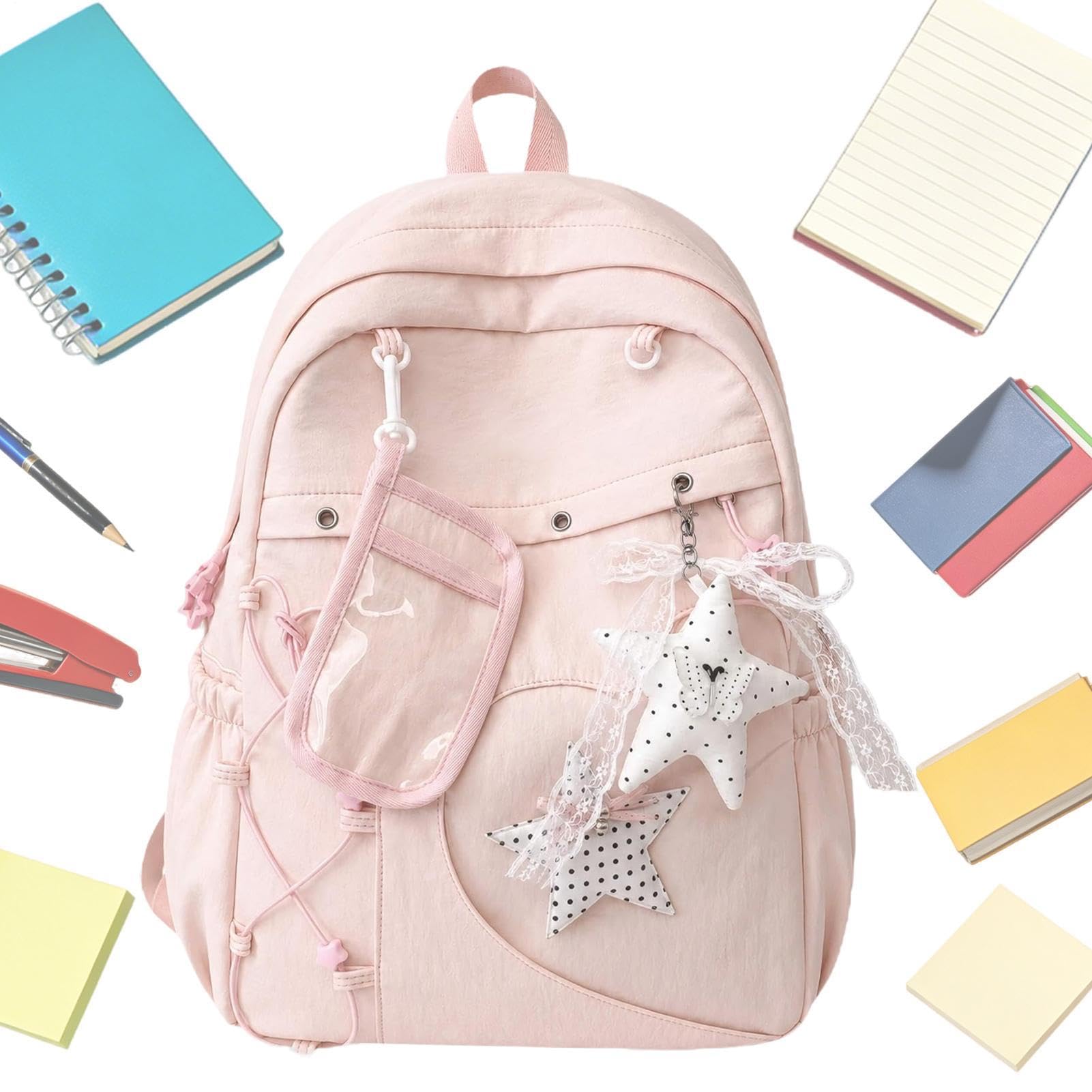 Zaino scolastico per ragazze, con ciondolo a forma di stella, borsa