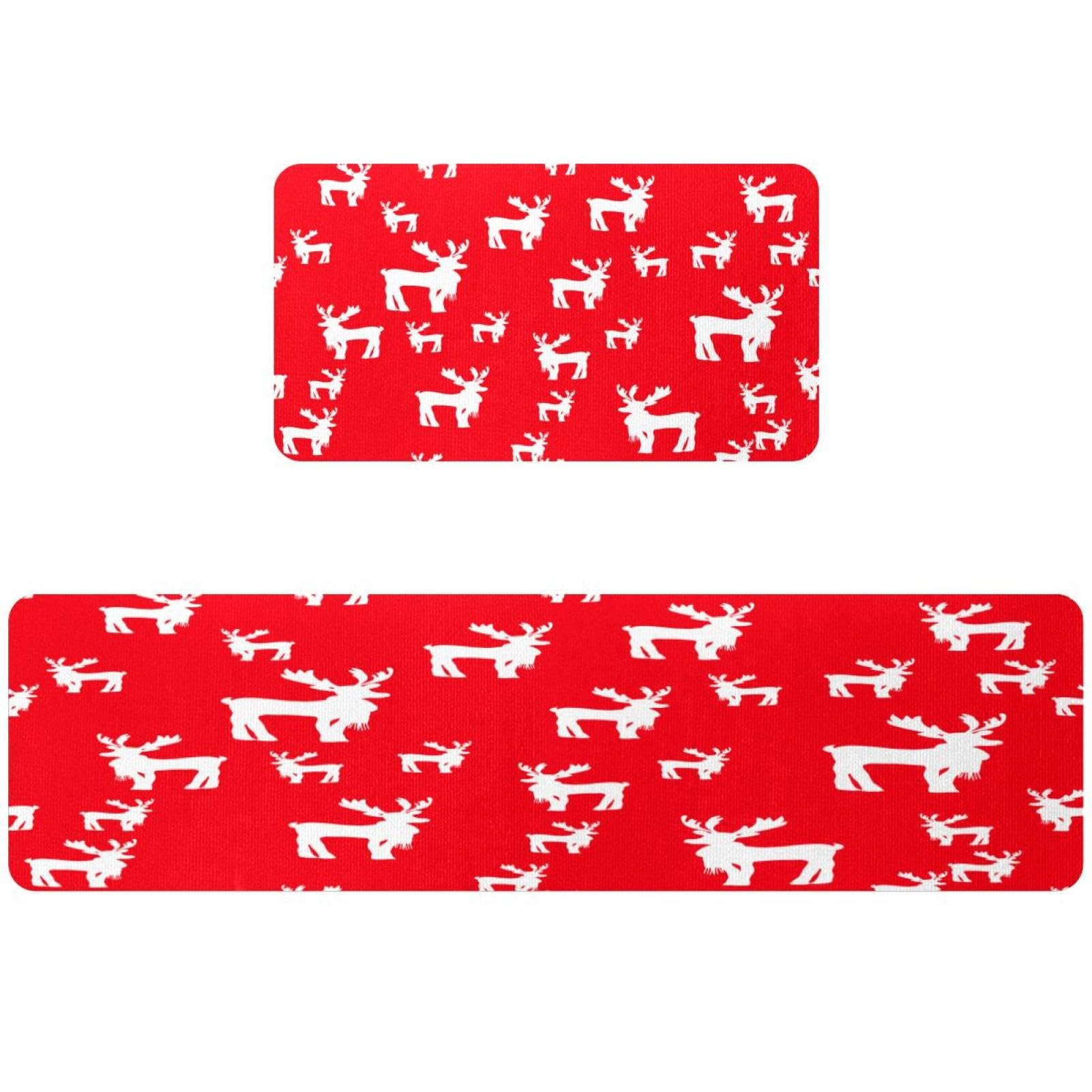 Alfombrillas de cocina antideslizantes VAPOKF lavables pack de 2 alfombras con diseño de reno