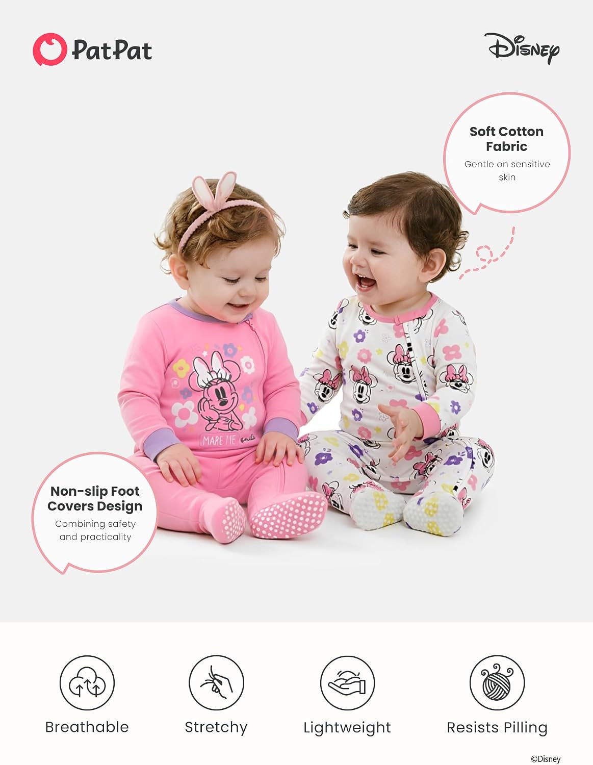 Disney Baby 2-Pack Zipper One-Piece Footie Rompers Outfit Newborn to Infant