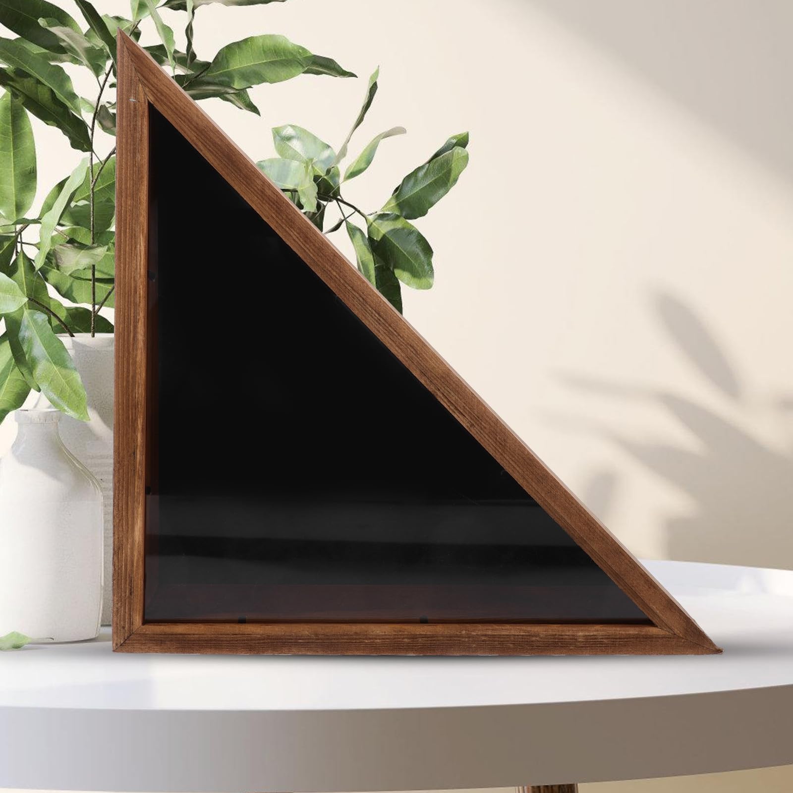 Générique Boîte de Rangement pour Drapeau Triangulaire Bois avec Protection Vitrine Murale Rustique pour Drapeaux Support Décoratif pour Salon Style Campagne