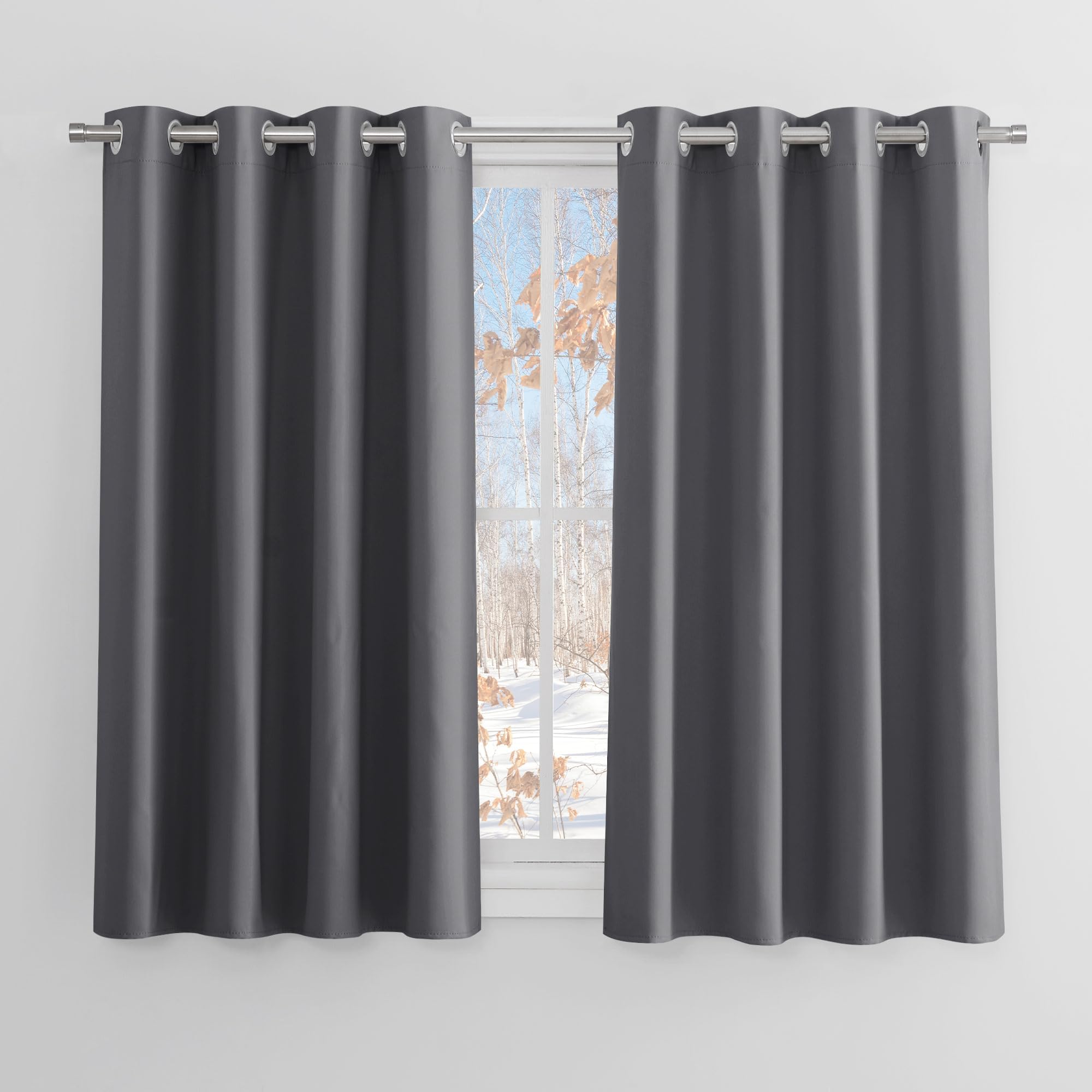 PONY DANCE Blackout Curtains for Bedroom, Grey, 2 Panels, 46 x 54 Inch